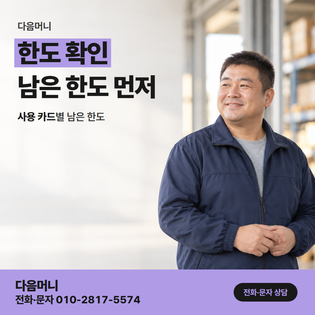 다음머니 보증금 카드 대출 재계약 금액에 맞춰 보는 남은 한도