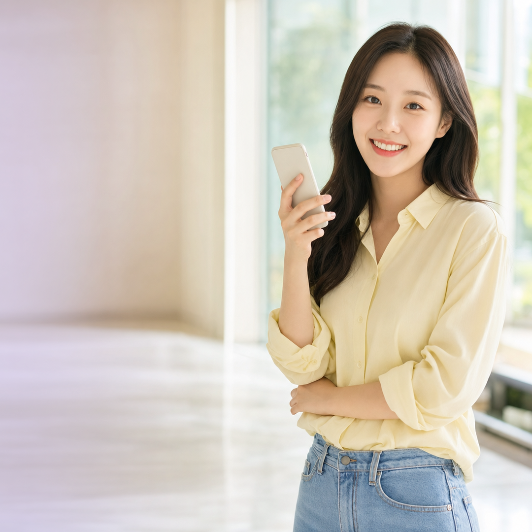 다음머니 보증금 카드 대출 휴대폰을 들고 재계약 금액을 묻는 고객
